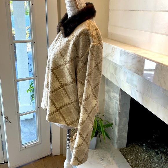 Y2K BARRAGE Faux Fur Collar Plaid Fleece Jacket Size Large EUC - Picture 4 of 8